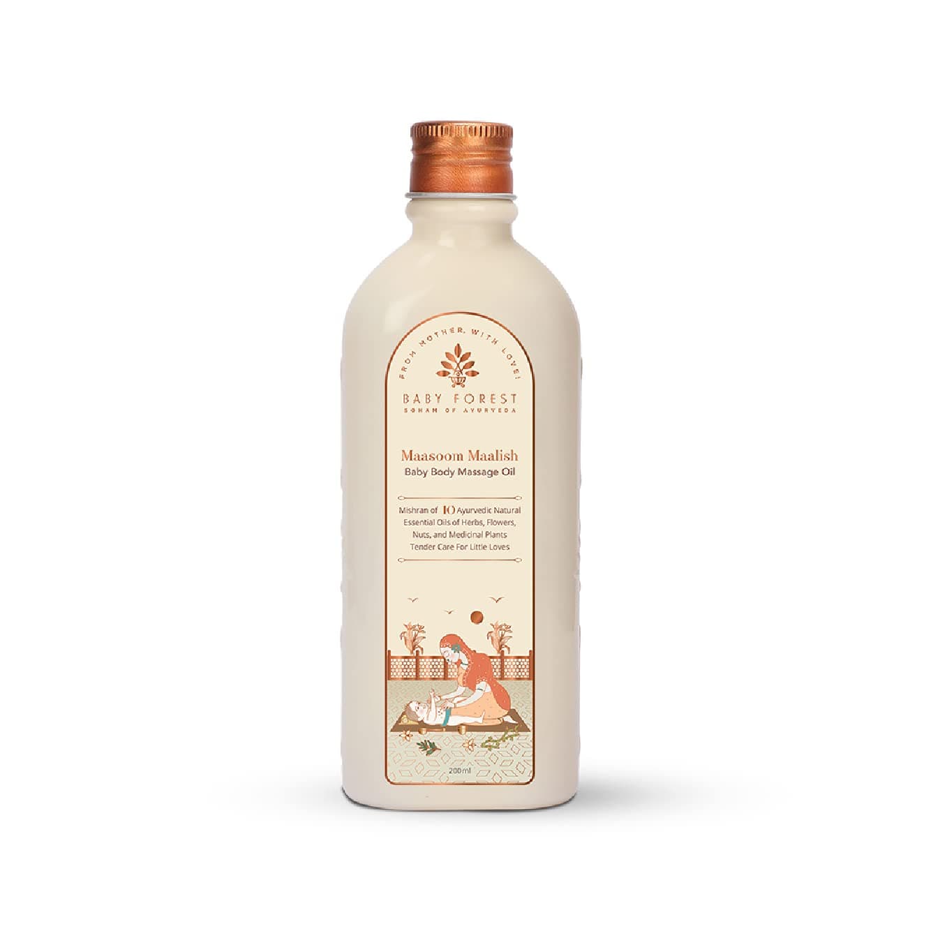 Baby Forest Maasoom Maalish Baby Body Massage Oil | Ayurvedic Baby Massage Oil for Kids | Derma Safe | Cruelty-Free | Vegan | 200 ML - Image 1