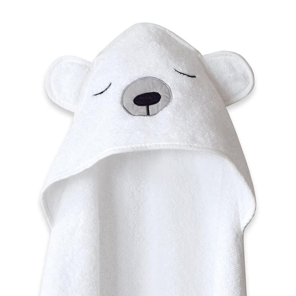 Masilo 100% Cotton Hooded Towel/Ideal for Babies 0-18months/ Luxurious and Super Absorbent Baby Towel/Infant to Toddler Wrap Towel with Hood/Soft, Lightweight and Breathable/Polar Bear/White - Image 1
