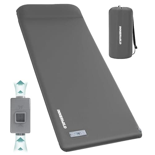 INNERWILD Camping Sleeping Pad with Electric Pump, 3.15" Thick Self Inflating Memory Foam Camping Mattress Pad with Pillow, 4-Season Portable Camp Sleeping Mat for Travel,Car,Tent,Home-Grey - Image 1