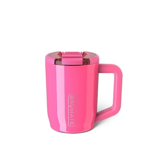 BrüMate Müv - 15oz 100% Leak Proof Insulated Coffee Mug with Handle & Lid - Stainless Steel Coffee Travel Mug - Double Walled Coffee Cup (Neon Pink) - Image 1