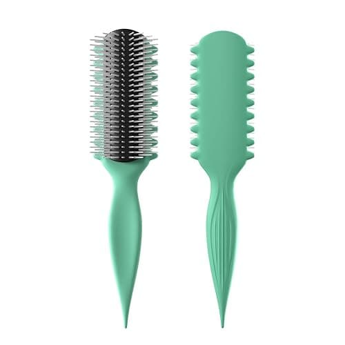 AM8:00 Curl Defining Brush,9Rows Premium Styling Hairbrush for Curly Hair, Enhances Curls Definition & Separation, (Green) - Image 1