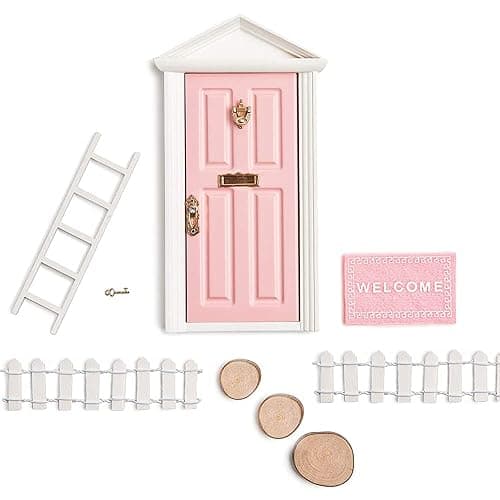Pink Little Tooth Fairy Door Kits That Open with Fairy Garden Accessories Miniature Decorations for Kids Room - Image 1