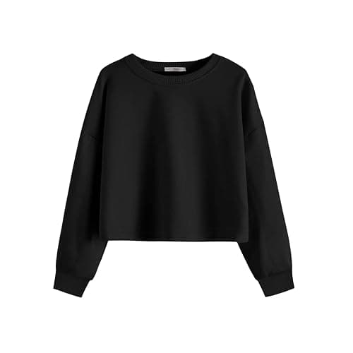 Arshiner Girls Crop Tops Kids Long Sleeve Pullover Sweatshirts Girls Cropped Crewneck Sweatshirt for 5-14 Years Teen Girl - Image 1