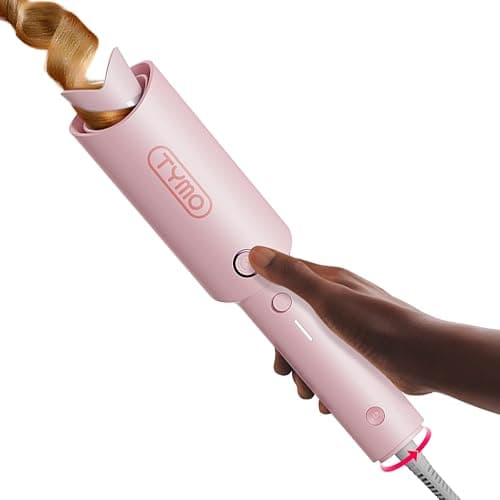 TYMO Automatic Rotating Curling Iron - TYMO CURLPRO Beach Waves Curling Wand, Portable Hair Curler, 500 Million Ionic, Dual Voltage & Lightweight for Travel, Ceramic Coating, 1 1/4 Inch, Pink - Image 1
