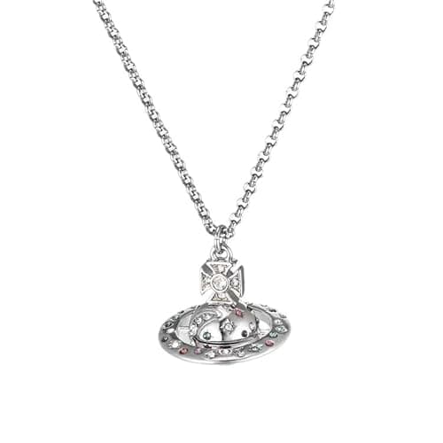 HXLIANG Limited Edition Star Moon Myth Rare Saturn Necklace Neon Color Diamond UFO Planet Pendant Sweater Chain - Image 1