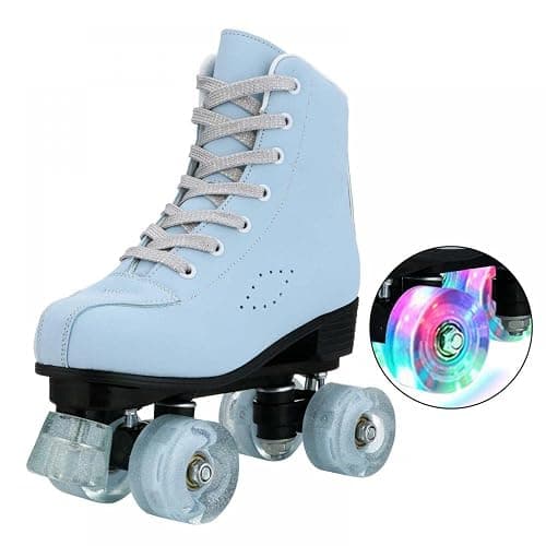 XUDREZ Women's Girls SkyBlue Frosted Material Classic High-top Roller Skates for Beginner, Indoor Outdoor Use - Image 1