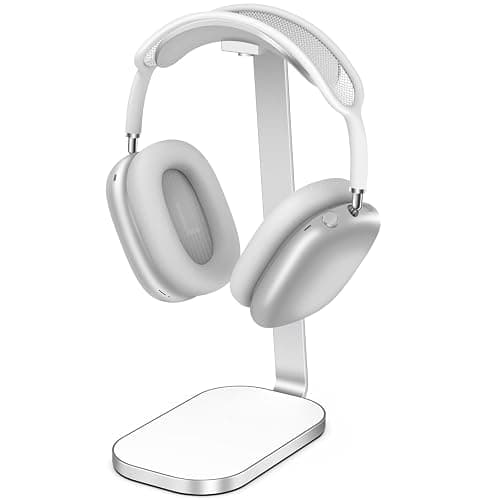 VICHYIE Headphone Stand for AirPods Max, Headset Holder with Aluminum Supporting Rod, Heavy Base Desk Stand Headphones Support Accessory for All Headphones - Silver White - Image 1