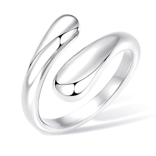 Poxtex Non Tarnish Gold Chunky Rings for Women, Gold Statement Dome Rings Stacking Silver, Adjustable Mens Eternity Wedding Band Mixed Metal Jewelry Size 3-13 - Image 1