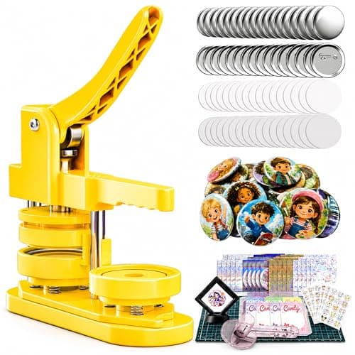 Freeingbag 58mm Button Maker Machine Kit, Installation-Free Button Pin Maker & Pin Maker Machine with 100 Sets Supplies, Circle Cutter & Bonus DIY Accessories for Badges, Crafts & School Projects - Image 1