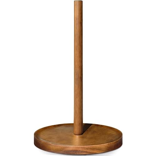 NESAPTO Paper Towel Holder Countertop, Wooden Standing Paper Towel Roll Stand for Rustic Farmhouse & Cottagecore Decor, Kitchen Bathroom Essential, Brown - Image 1