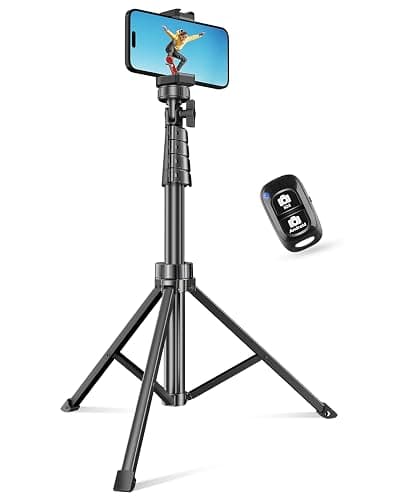 SENSYNE 62" Phone Tripod & Selfie Stick, Extendable Cell Phone Tripod Stand with Wireless Remote and Phone Holder, Compatible with iPhone Android Phone, Camera - Image 1