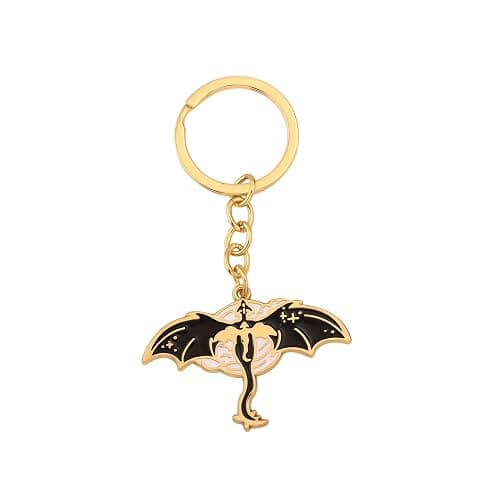 SONGCHANGJEWELRY Black Dragon Keychain Inspired by Fourth Wing – Fantasy Book Accessory with Gold Finish – Gothic Silhouette Pendant for Fans & Collectors - Image 1