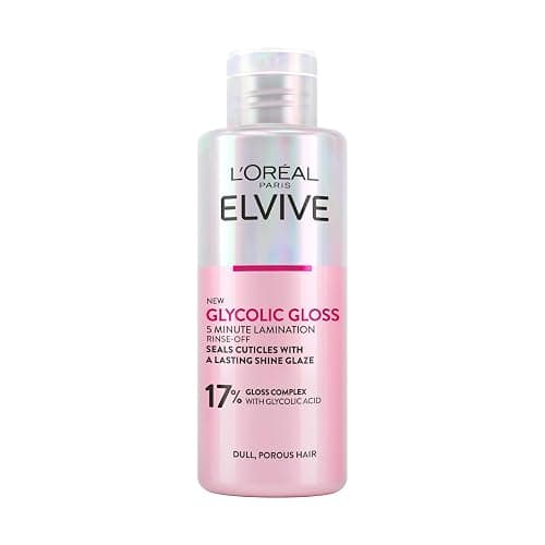 L'Oreal Paris Elvive Glycolic Gloss Lamination Rinse-Off Treatment, With Gloss Complex and Glycolic Acid, Fills and Seals Hair Fibres, For Long-lasting Smooth & Shiny Hair, Ideal for Dull Hair, 200ml - Image 1