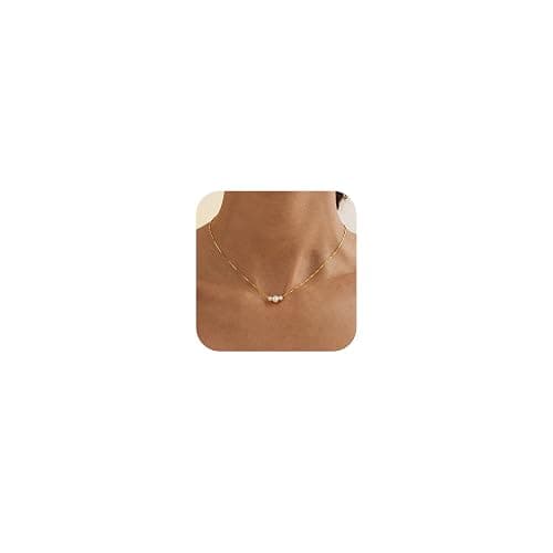 Decholly Gold Pearl Necklaces for Women Trendy, 14K Gold Plated Dainty Necklace Simple Layered Pearl Necklaces for Women Trendy Wedding Birthday Jewelry - Image 1