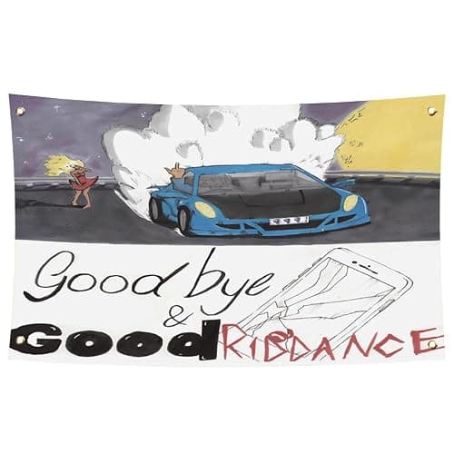 Jutamore Juic Rapper Flag Wrld Goodbye and Good Riddance flag tapestry 3x5ft double sided with College Dorm Tapestry College Dorm Living Room Party Decorations, Black - Image 1