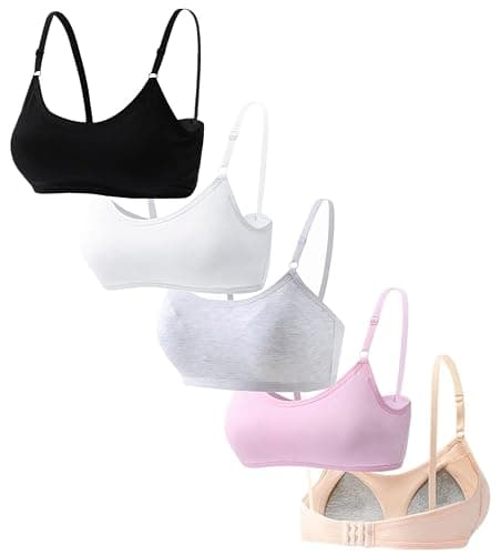 Herepai Big Girls' Adjustable Training Bra Cotton Bras Wireless Light Padded 10-16 Years - Image 1