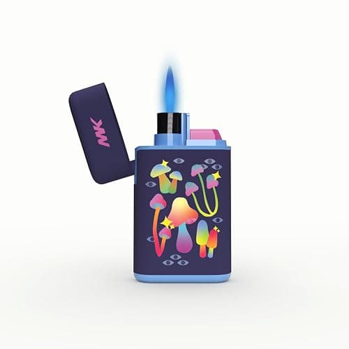 MK Lighter Torch Flame Pocket Lighters, Refillable and Multipurpose, Ideal for Candles, BBQ, Camping, and Everyday Use (Mushroom Design) - Image 1
