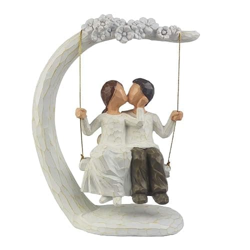 jinhuoba Romantic Wedding Couple Figurines, Hand Painted Loving Together Sculpture, Best Valentine Marriage Anniversary Weddings Engagement Gifts for Couple Wife Women Her - Image 1