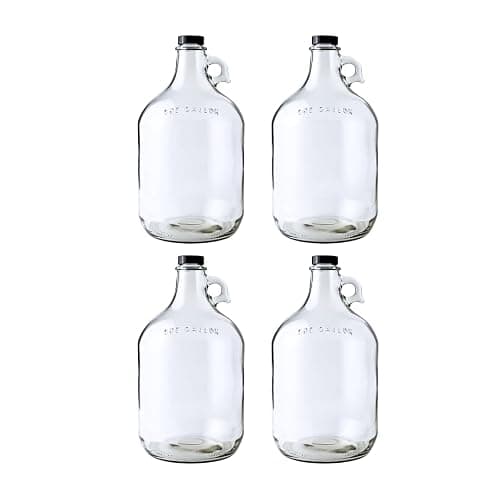 Fastrack 4-Pack 1 Gallon Glass Jug Set (128 oz) w/ Polyseal Caps | Multipurpose 1 Gallon Jug, & Detergent Dispenser for Laundry, Glass Jar for Liquids, Water & Juice - Image 1