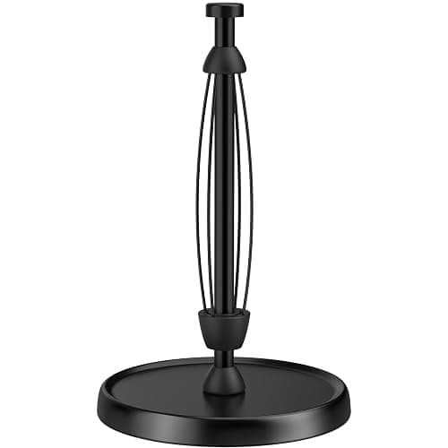 Paper Towel Holder Countertop, One-Handed Tear, Stainless Steel, Weighted Base, Black, Paper Towel Roll Holder Stand with Ratchet Mechanism for Kitchen Bathroom Farmhouse Essentials Decor Accessories - Image 1