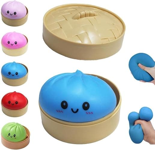 Eytpo Dumpling Squishy Mystery Box, Slow Rising Glitter Squishy Dumpling Toy, Soft TPR Sensory Stress Ball Fidget Toy, Easter Basket Stuffers Party Favors (Blue) - Image 1