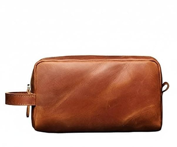 The Tannery Genuine Leather Toiletry Bag For Men & Women, Lightweight Pouch For Unisex, Durable Makeup Kit Bag, Best Gift For Father's Day, Stylish Travel Organizer, Thanks Giving (Tan Brown) - Image 1