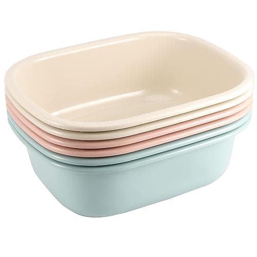 ZOENHOU 6 Pack 12 Quart Plastic Washbasin, Durable Thickening Colorful Small Dish Pan, Wash Basin Tub for Home Washing Camp Use - Image 1