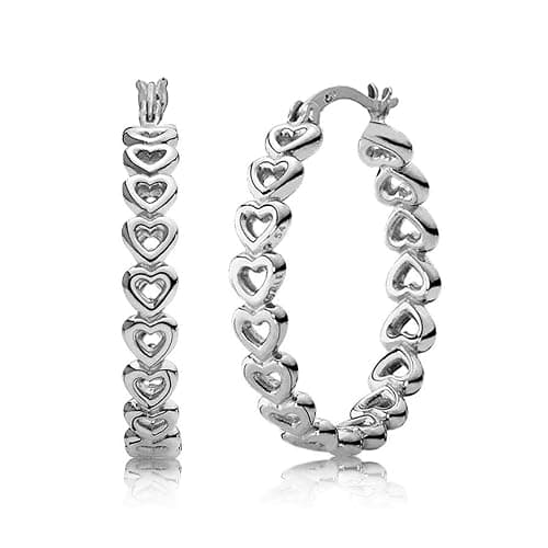 LeCalla 925 Sterling Silver Hoop Earrings | Love Heart Infinity Linked Filigree Earrings | Lightweight Valentines Gift Jewelry | Click-Top Closure Earring Hoops for Women - Image 1