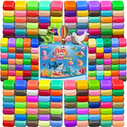 ESSENSON Air Dry Clay 210 Colors, Modeling Clay for Kids, DIY Molding Magic Clay for with Tools, Toys Gifts for Age 3 4 5 6 7 8+ Years Old Boys Girls Kids - Image 1