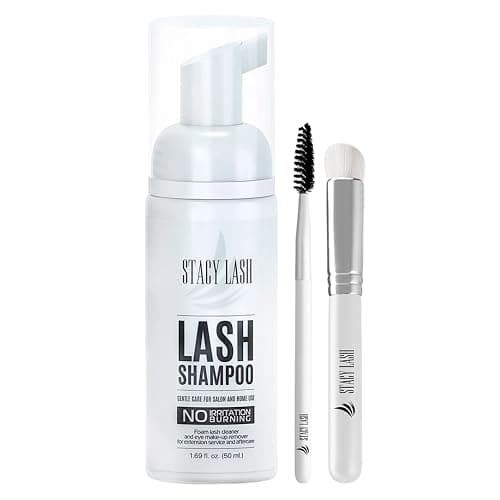STACY LASH Eyelash Extension Shampoo + Brush / 1.69 fl.oz / 50ml / Eyelid Foaming Cleanser/Wash for Extensions & Natural Lashes/Safe Makeup Remover/Supplies for Professional & Home Use - Image 1