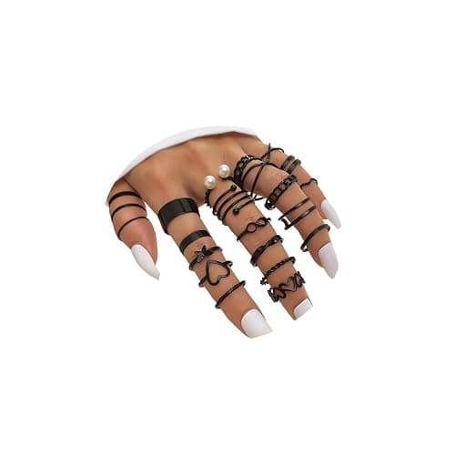GYRMMUE 22Pcs Kunckle Rings Set for Women Boho Stackable Joint Rings Butterfly Pearl Heart Rings Vintage Open Adjustable Finger Rings Statement Ring Set Jewelry - Image 1