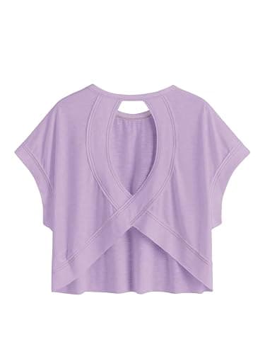 SOLY HUX Women Open Back Tops Workout Backless Tee Casual Athletic Shirts Short Sleeve Oversized Gym T Shirt - Image 1