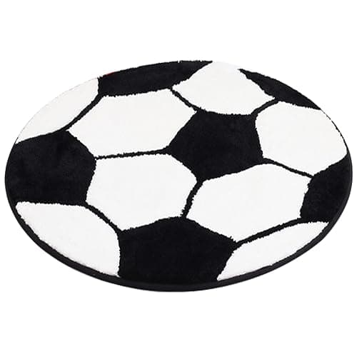 JeogYong Soccer Rug, Soft and Comfy Sports Themed Round Area Rugs Bedroom Living Room Carpet Kitchen Mat Bath Rugs for Bathroom, Soccer Themed Room Decor for Kids Bedroom Men Cave - Soccer Ball - Image 1