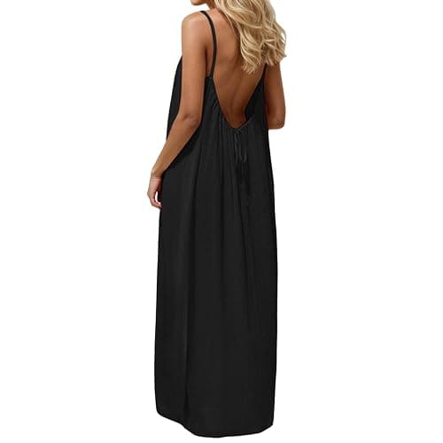 ATALRPOU Women's Solid Color Backless Cami Dresses for Women Open Back House-Dress Sleeveless Beach Vacation Clothes - Image 1