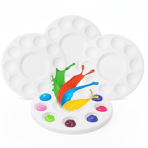 Mr. Pen- Round Paint Tray Palettes, 4 Pack, Plastic White Palettes for Students, Kids, Paint Holder, DIY Craft Class, Painting - Image 1