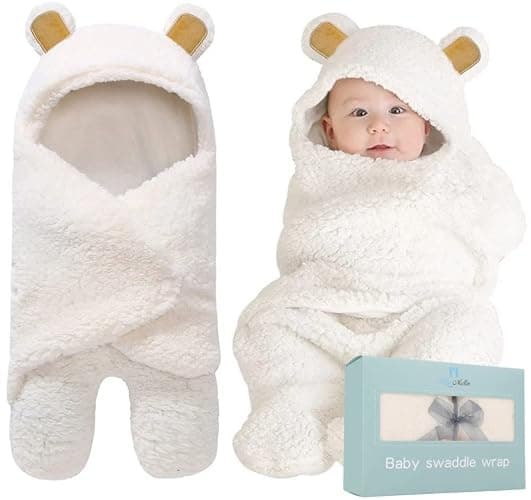 Baby Bear Swaddle Blanket | Ultra-Soft Plush Essentials for Infants 0-6 Months | Receiving Swaddling Wrap White | Ideal Newborn Registry and Toddler Boy Accessories | Perfect Baby Girl Shower Gift - Image 1