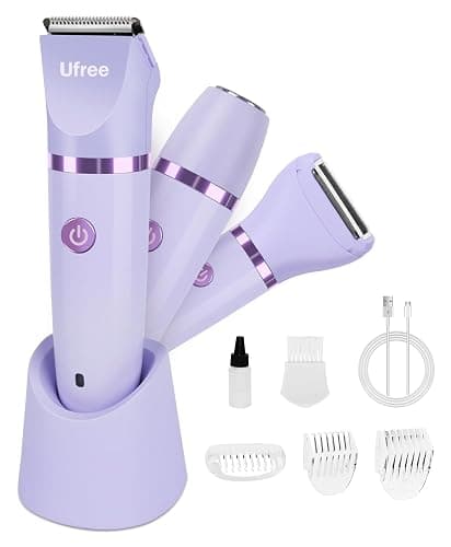 Ufree Bikini Trimmer Electric Razors for Women, Rechargeable Pubic Body Hair Trimmer Electric Shaver for Legs Body Hair, Bikini Shaver IPX7 Waterproof, Gifts for Women, Purple - Image 1