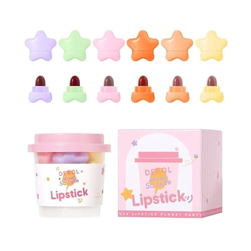 Garcoa Laboratories Mini Star Lipstick Set, 6Pcs Cute Long Lasting Matte Lipstick Set, Portable Colorful Velvet Lipsticks with Pink Cup, Suitable for Various Makeup - Image 1