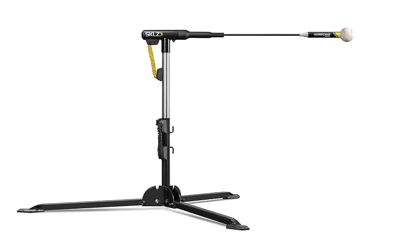 SKLZ Hurricane Batting Swing Trainer for Baseball & Softball - Durable Swing Arm - 4 Power Band System - High-Visibility, Anti-Dent Target Ball Head - Screw-in Base Legs, Metal Stakes & Carry Bag - Hurricane Select - Image 1