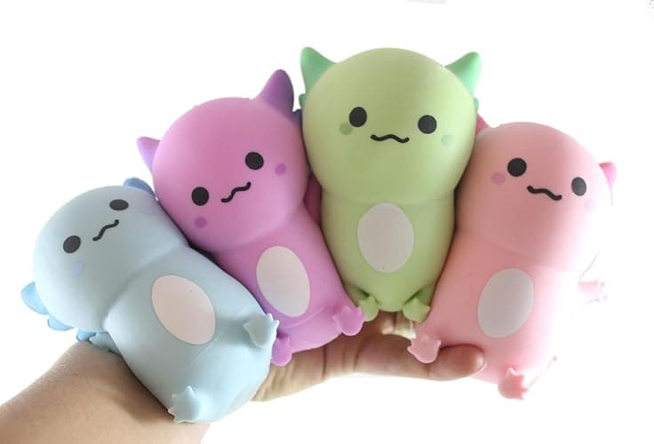 4 Axolotl - Soft Creamy Doh Filled Squeeze Stress Balls - Sensory, Fidget Toy Super Soft (All 4 Color Axolotls) - Image 1