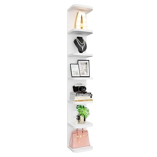 Dhanzoro 7 Tier Wall Shelf Unit – Rounded Corner White Shelf Floating Shelves for Wall Storage, Decorative Display Shelf, Modern Book Shelf for Bedroom, Living Room, Vanity - Image 1