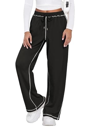 Feiersi Women's Wide Leg Sweatpants Soft Trendy Drawstring Baggy High Waisted Casual Trousers Jogger Sweat Pants - Image 1
