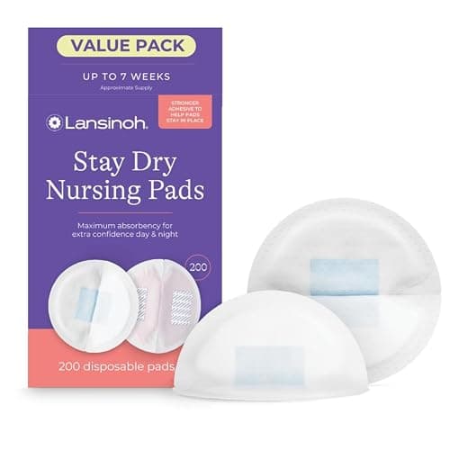 Lansinoh Stay Dry Disposable Nursing Pads, Soft and Super Absorbent Breast Pads, Breastfeeding Essentials for Moms, 200 Count - Image 1