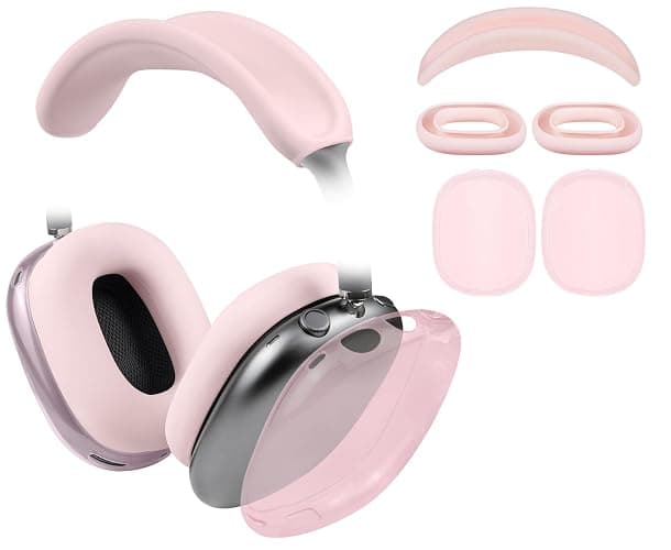 SOULWIT Protective Case Cover Kit for AirPods Max 2/1, for (2026/2024/2020, USB-C/Lightning) - Headband Cover + TPU Case Protector + Silicone Ear Covers (Pink) - Image 1