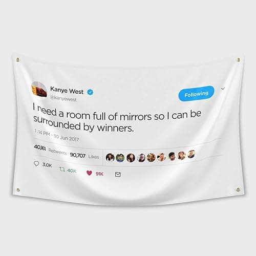 Kanye Tapestry,I Need a Room Full of Mirrors Wall Banner with 4 Brass Grommets,Funny Flag Decorations,Flag For Room,University Dorm,Outdoor, Parties,Queuing Flags - Image 1
