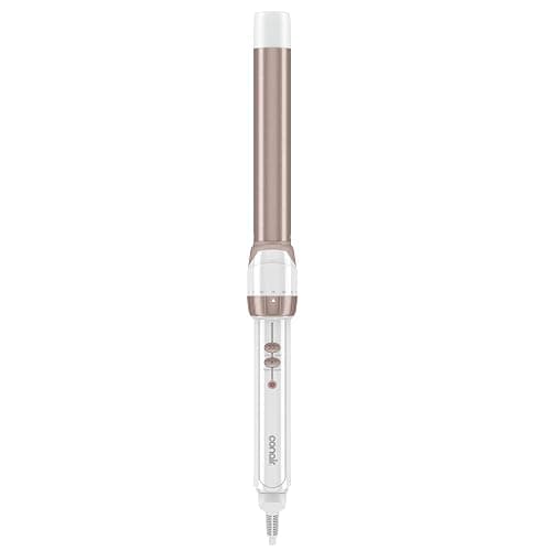 Conair Double Ceramic 1-In. Clamp-Free Curling Wand | Clamp-free double 1-in. ceramic wand styles crease-free beachy waves on short to long hair, White/Rose Gold, CD705L13 - Image 1