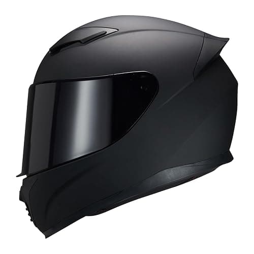 JQF Gear Full Face Helmet Black Motorcycle Motorbike Street Bike Racing Helmets for Adults WS-607 DOT Approved (with Black Visor, M) - Image 1