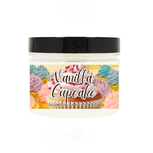 Body Powder for Men & Women Scented Vanilla Cupcake, Bath Perfume Dusting Powder with Fragrance & Essential Oils, Talc Free 8oz Container, Made in USA - Image 1