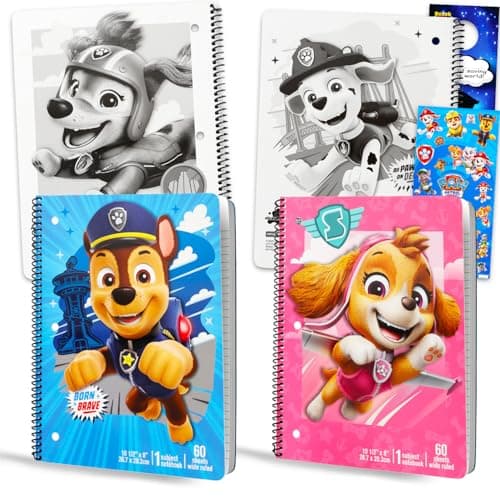 Paw Patrol School Supplies Set - Bundle with 4 Spiral Notebooks Featuring Chase & Skye Plus Stickers, More | Paw Patrol Classroom Office Supplies for Kids - Image 1