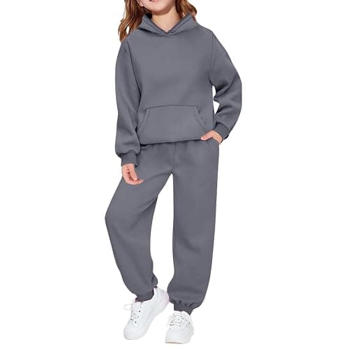 BCGQVZES Girls Sweatsuit 2 Piece Outfits - Hoodie Sweatshirts And Sweatpants with Pockets Fall Winter Fashion Jogger Sets - Image 1